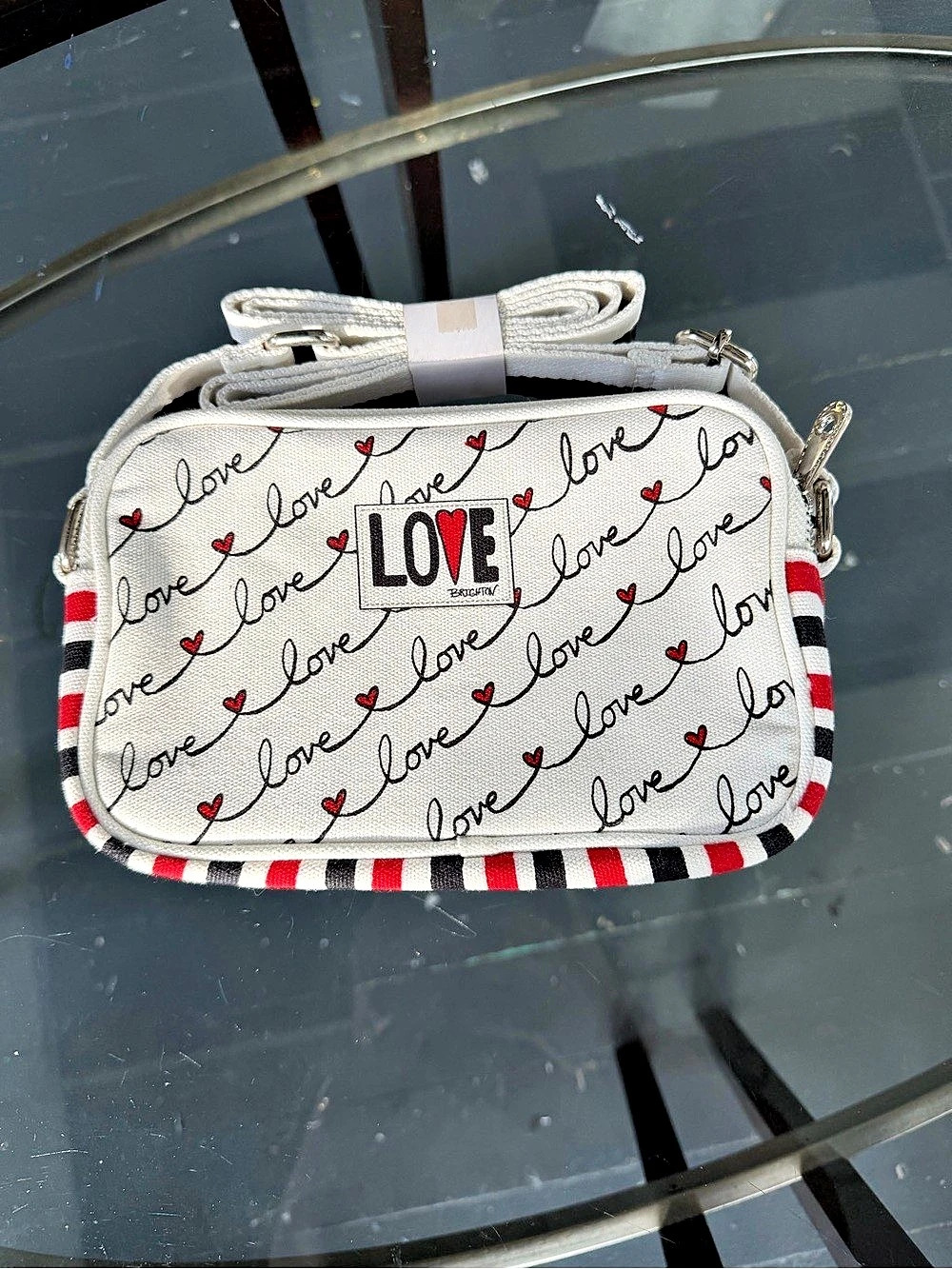 Brighton Love Scroll Crossbody Bag White & Red